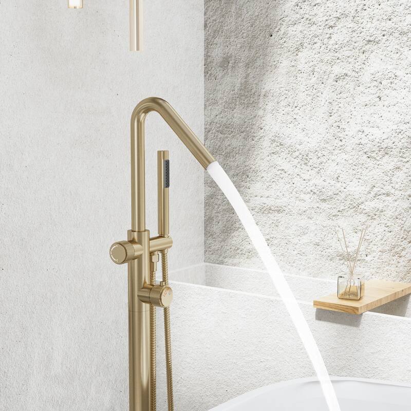 Modland 46''H Outdoor Shower System 316 Stainless Steel Thermostatic Freestanding Poolside Faucet with Swivel Spout - 46'' H