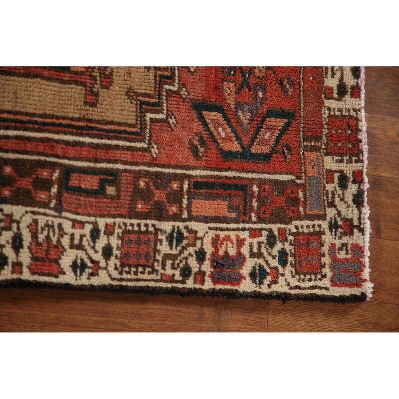 Orange Ardebil Persian Vintage Runner Rug Handmade Tribal Wool Carpet - 3'2"x 10'3"