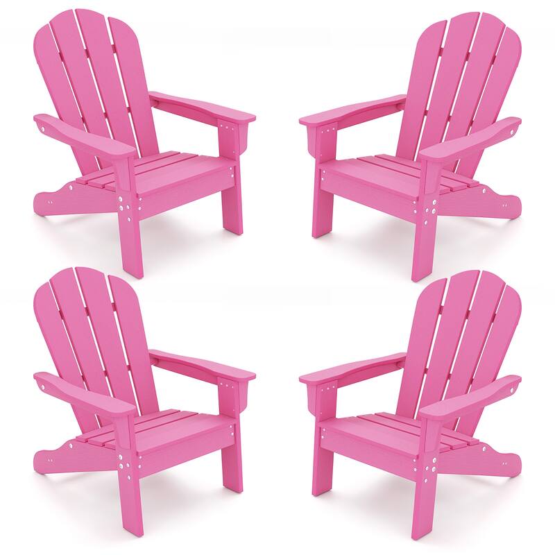 Gymax 4PCS Kid's Adirondack Chair All-Weather HDPE Toddler Lawn Chair - Pink