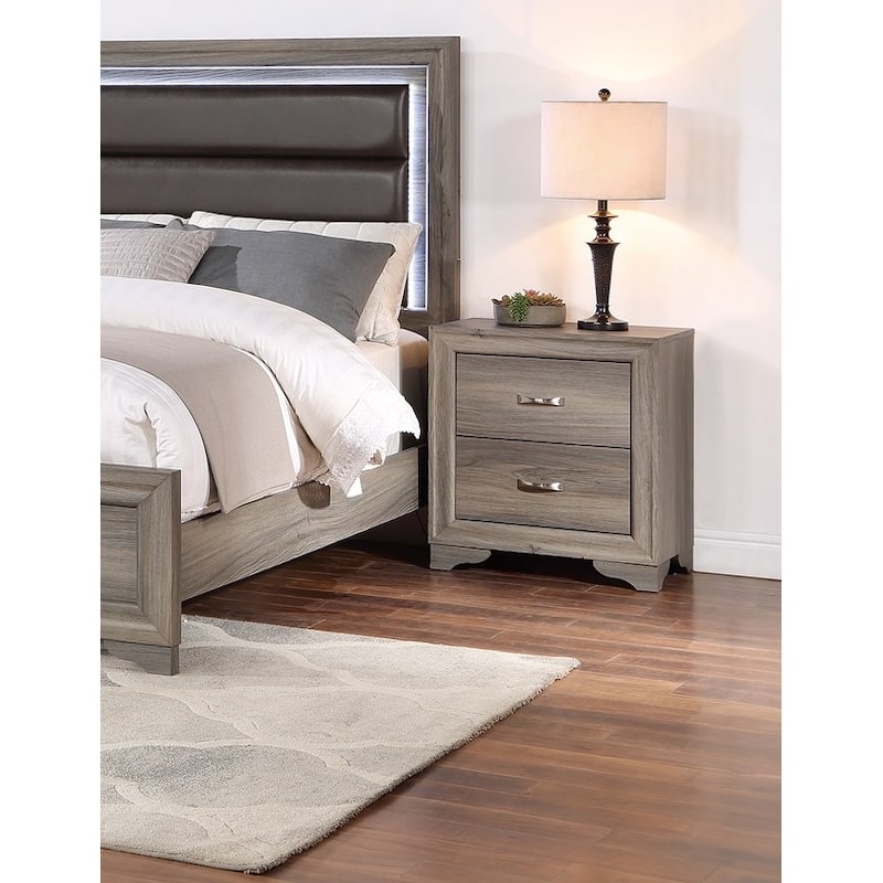 1pc Nightstand Wooden Bedside Table 2- Drawers