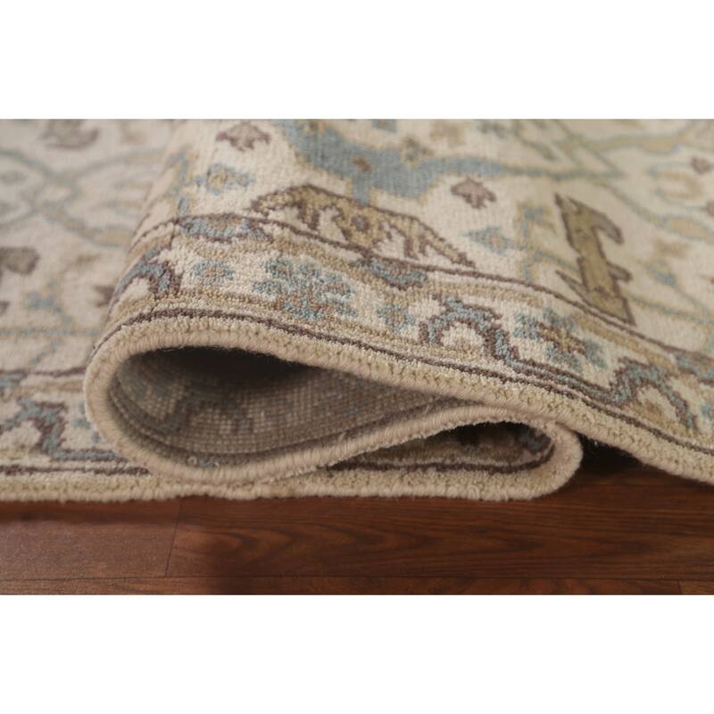 Beige / Ivory Oushak Runner Rug Handmade Oriental Wool Carpet - 2'7"x 11'11"