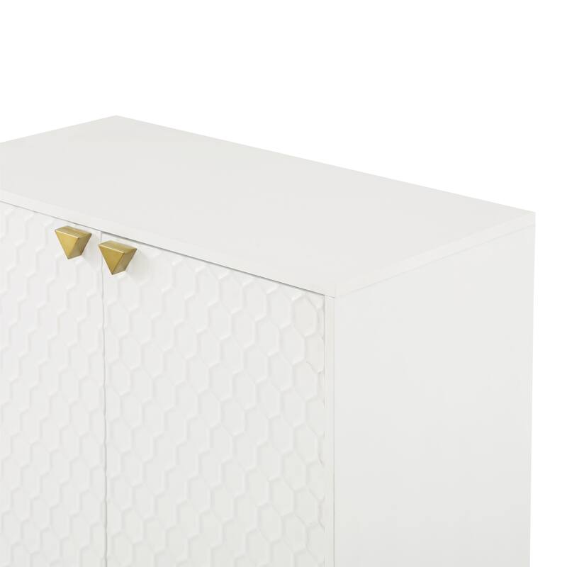 Hexagonal Pattern 2-door Storage Cabinet Buffet Cabinet Sideboard