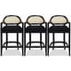 preview thumbnail 20 of 19, Americana Modern Cane Back Bar Stool - Counter or Bar Height - 26 or 30 Inch - Solid Oak Wood Frame - No Assembly Required Set of 3 - Jet Black Polyester - Counter Height