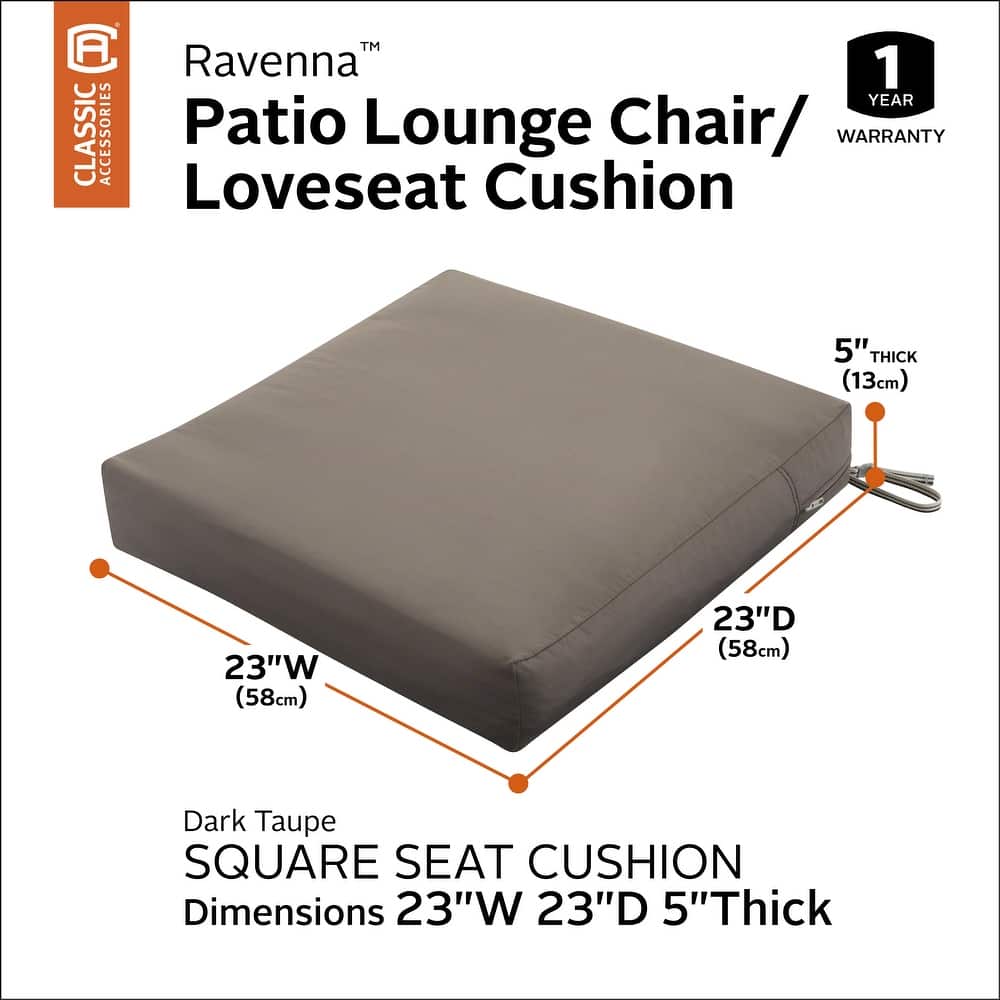 Ravenna® Square Patio Seat Cushion Slip Cover & Foam, 23"W x 23"D x 5"T