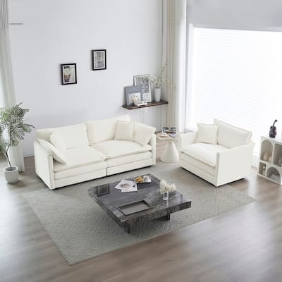 2 Seater Loveseat and Chair Set, 2 Piece Sofa and Chair Set for Living Room