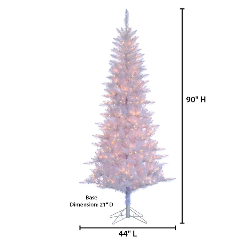 7.5 Foot White Tiffany Tinsel Tree with 450 clear lights - N/A
