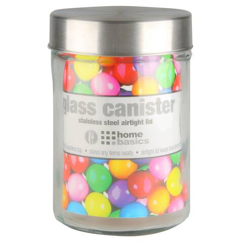 Home Basics Clear 6.5-inch Glass Round Canister and Steel Lid