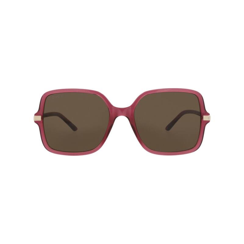 Gucci Square-Frame Recycled Acetate Sunglasses - Burgundy Burgundy Brown - Red - Brown Lens