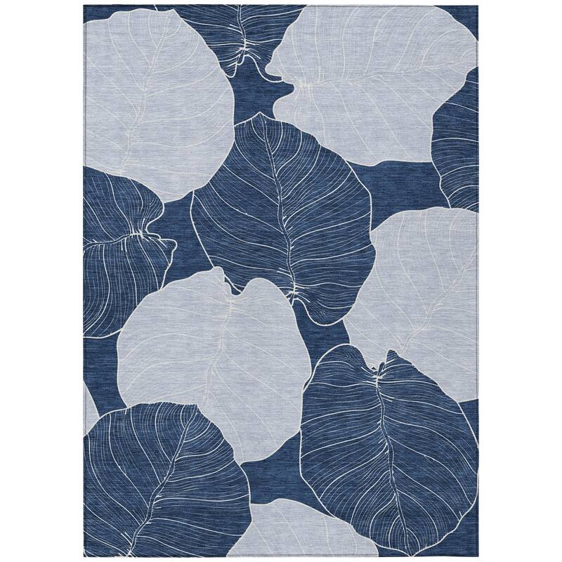 Machine Washable Indoor/ Outdoor Tropical Floral Chantille Rug