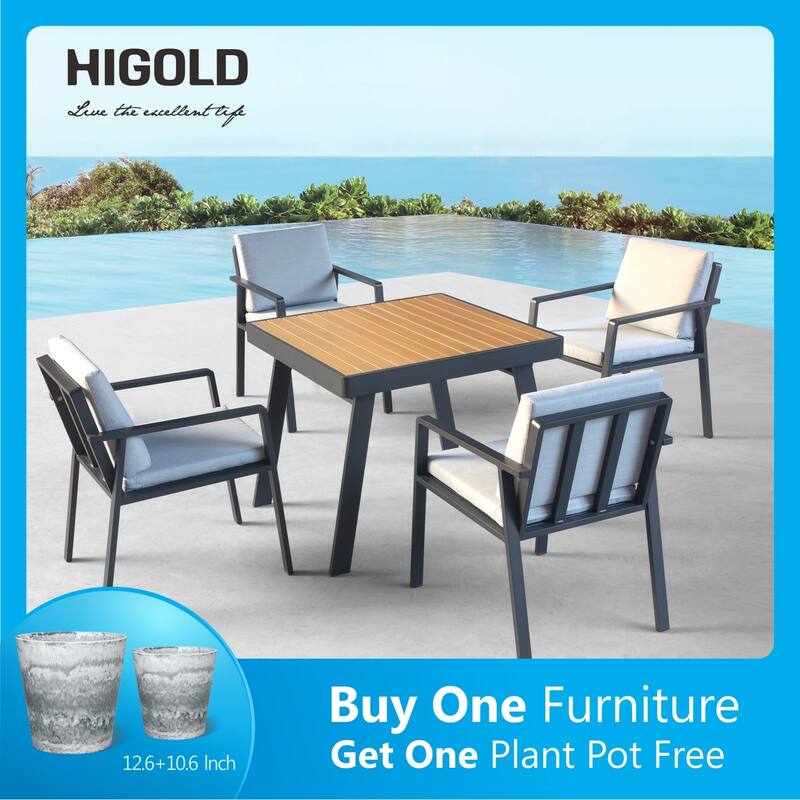 HIGOLD Nofi 5 Pieces Aluminum Patio Dining Set Matte Charcoal