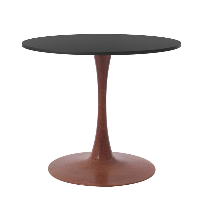 Bristol 24" Round Dining Table with MDF Top and Cherry Steel Pedestal Base for Modern Kitchen and Dining Room