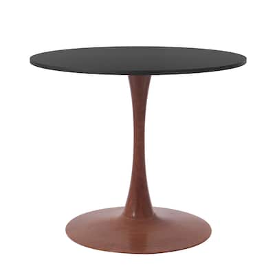 Bristol 24" Round Dining Table with MDF Top and Cherry Steel Pedestal Base for Modern Kitchen and Dining Room