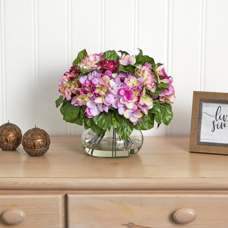 Large Retro Vase Arrangement - Home Decor Flowers & Faux Water - Office Decor Gift - 14.5
