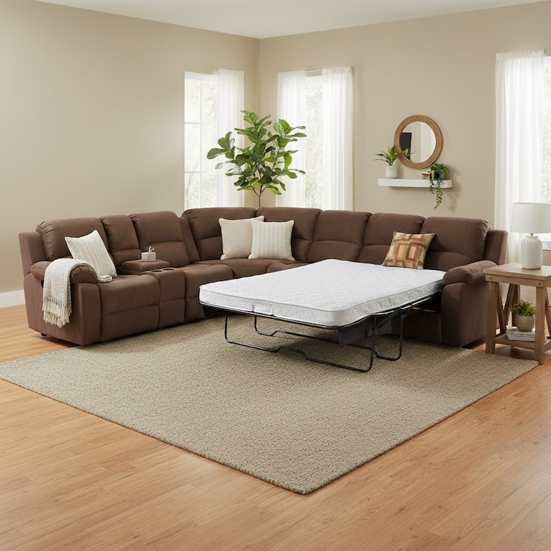 Tracey Transitional Upholstered Sleeper Sectional Sofa - Brown - Left Facing