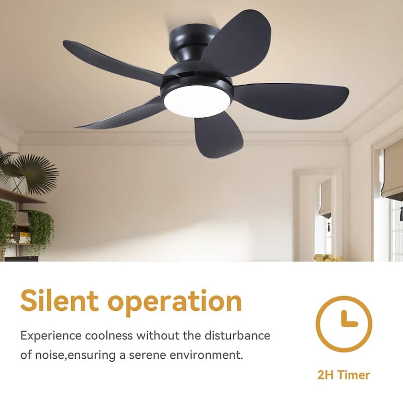 32/36/46/52 inches Ceiling Fan with Light and Remote 5 Blades-Black