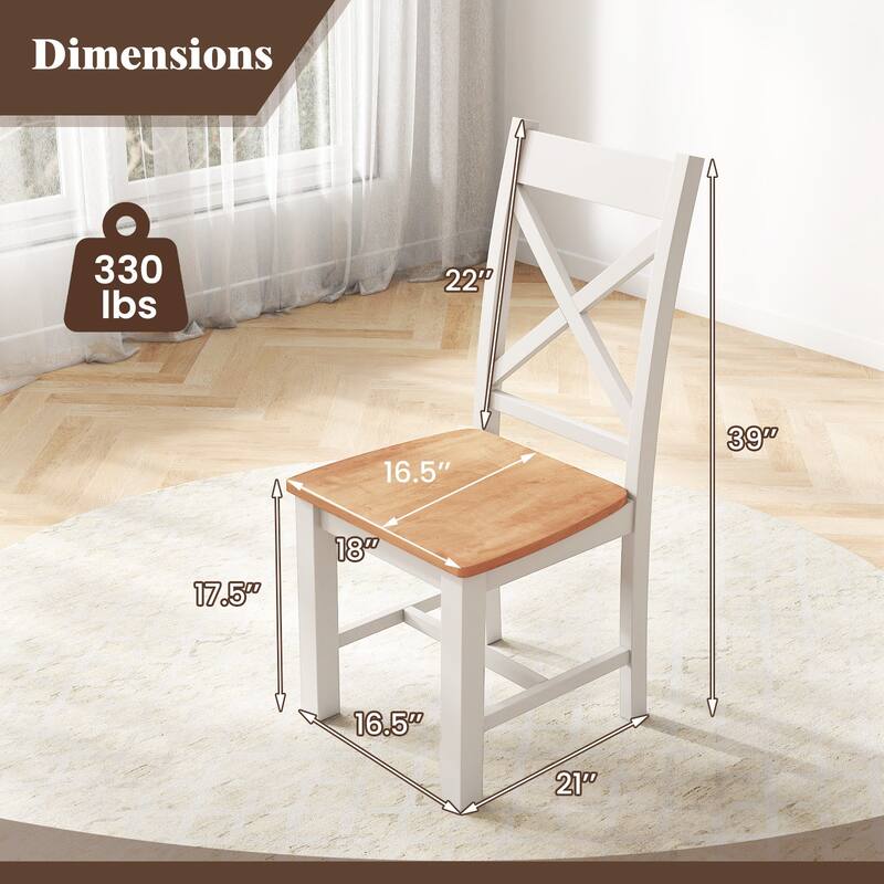 Gymax Modern Wooden Dining Chairs Set of 2 w/ High Back Rubber Wood