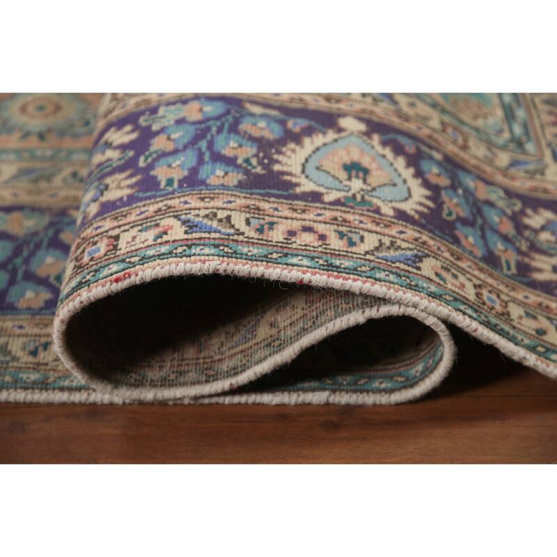 Hand Knotted Oriental 100% Wool Carpet Traditional Floral Pink Tabriz Area Rug - 11' 3'' X 8' 3''