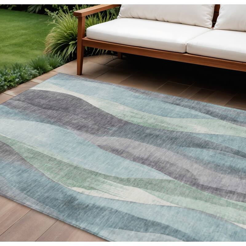 HomeRoots Abstract Transitional Rectangle Outdoor Rug - 8' X 10'