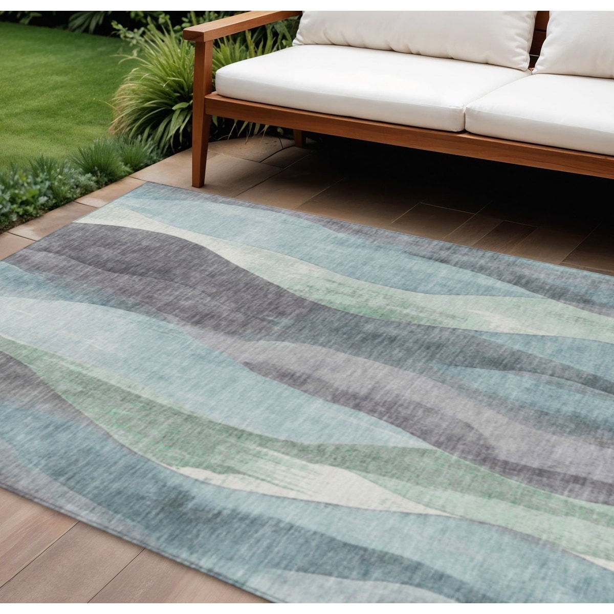 HomeRoots Abstract Transitional Rectangle Outdoor Rug
