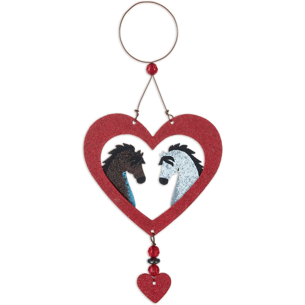 "Winter & Derby" Horses And Heart Ornament - Set of 3