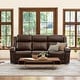 preview thumbnail 13 of 22, Hadlee Genuine leather Reclining Sofa with Multi-Function Console 3PC - Brown