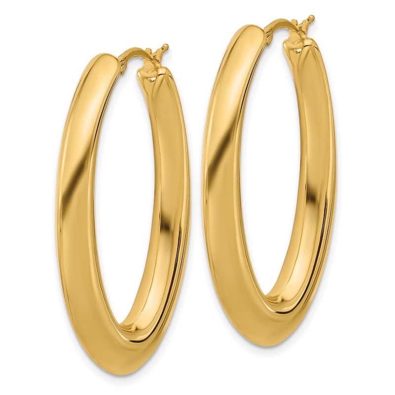 Curata Solid 18k Yellow Gold 41x28mm Puffed Oval Hoop Earrings