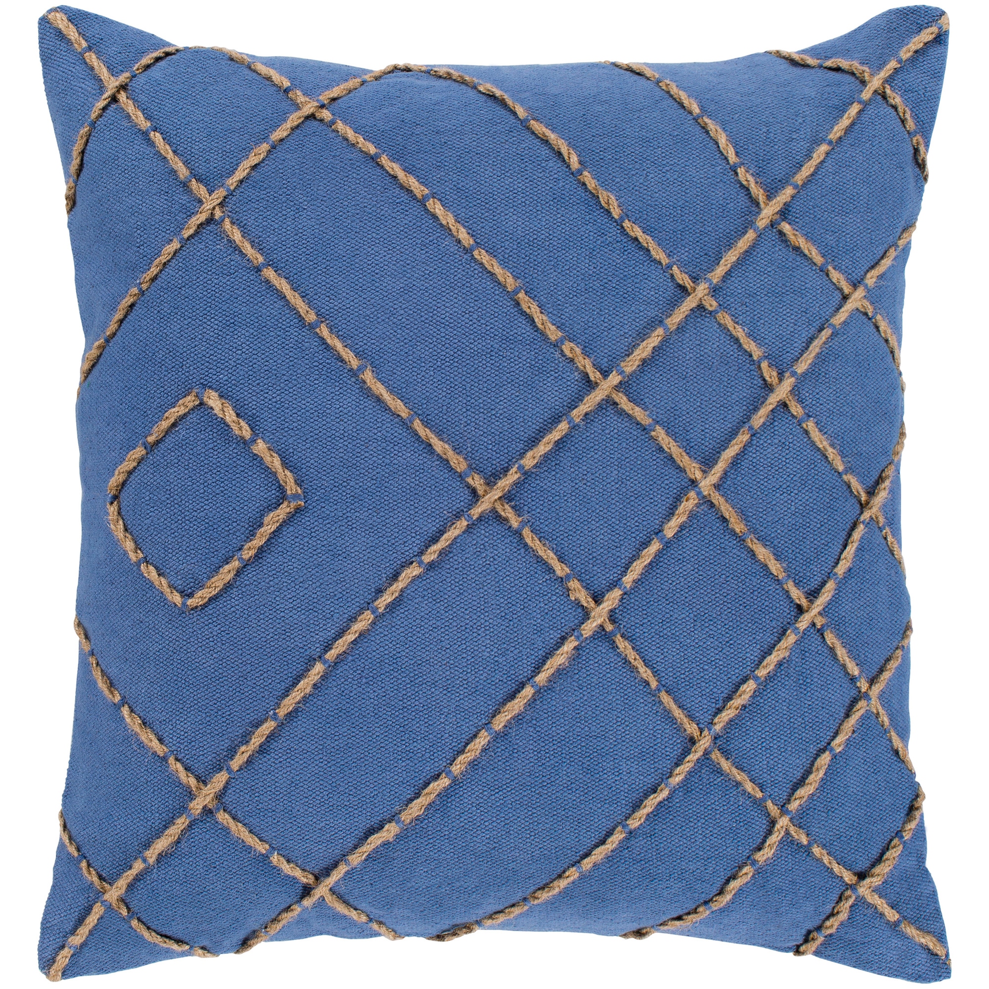 Kelby Navy Tan Hand Embroidered Poly Fill Throw Pillow 18 x 18 On Sale Bed Bath Beyond 23144425