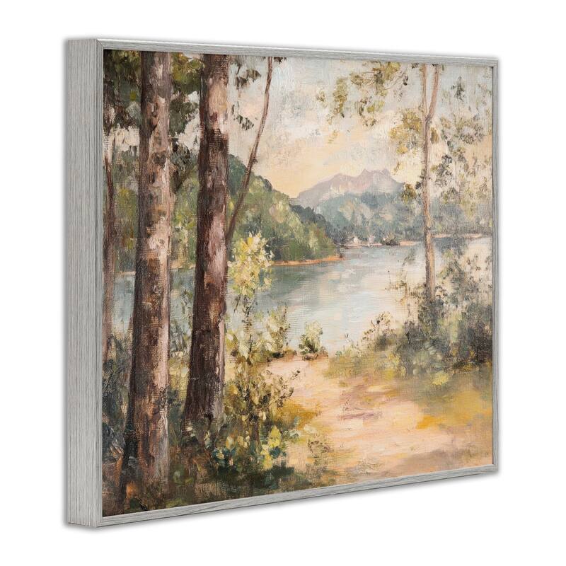 Stupell Peaceful Lakeside Landscape Framed Giclee Art Design By Petal Prints Design