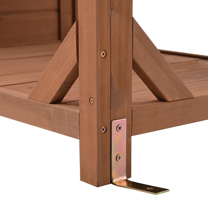 Roomfitters Fir Wood Potting Bench with Hutch, 4 Shelves, storage units, Cabinet & Pegboard Hooks, Outdoor Garden Work Table