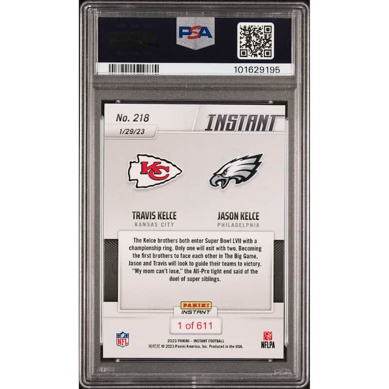 Jason Kelce 2022 Panini Instant Signed Football Card #218 Auto PSA 9 101629195 - 8' x 11'