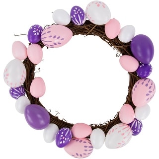 10" Pastel Pink, Purple and White Easter Egg Spring Wreath - Bed Bath & Beyond - 16546962