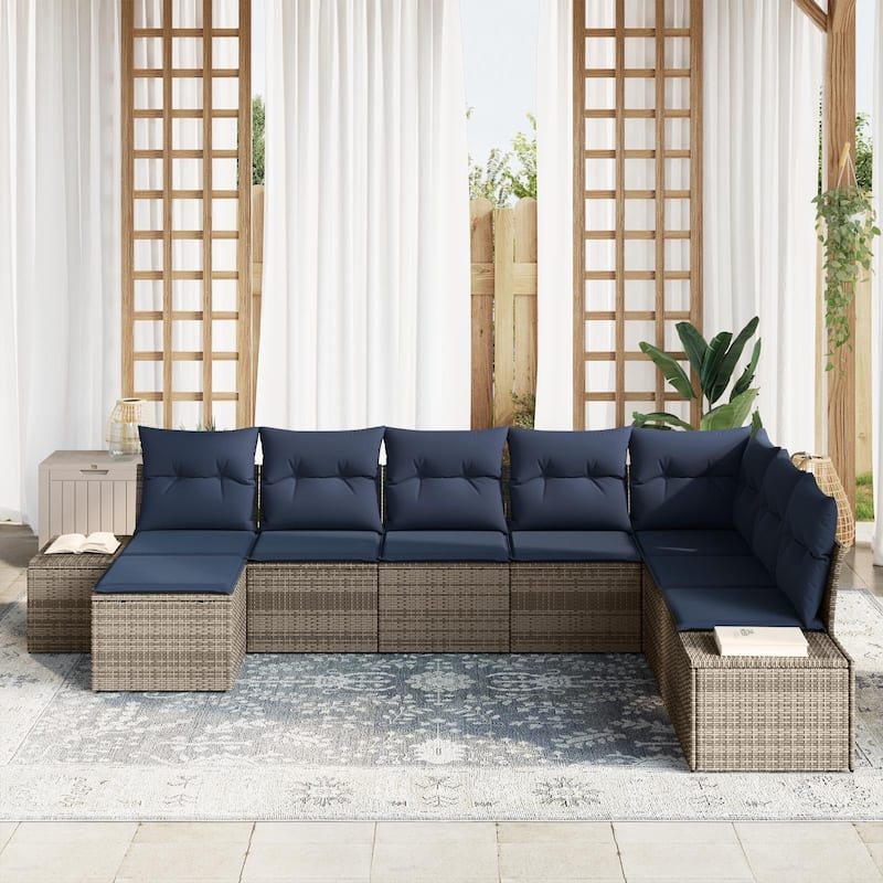 vidaXL 9 Piece Garden Sofa Set with Cushions - 125.6×82.3×27.2