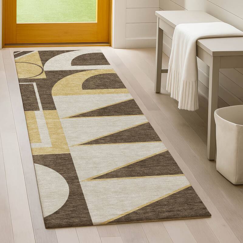 Machine Washable Indoor/ Outdoor Modern Crowley Chantille Rug
