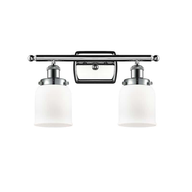 Innovations Lighting Small Bell 2 Light 16" Wide Vanity Light - Polished Chrome / Matte White