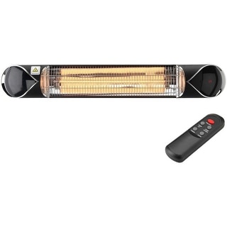 Hanover 35.4" Wide Electric Carbon Infrared Heat Lamp with Remote Control, Black