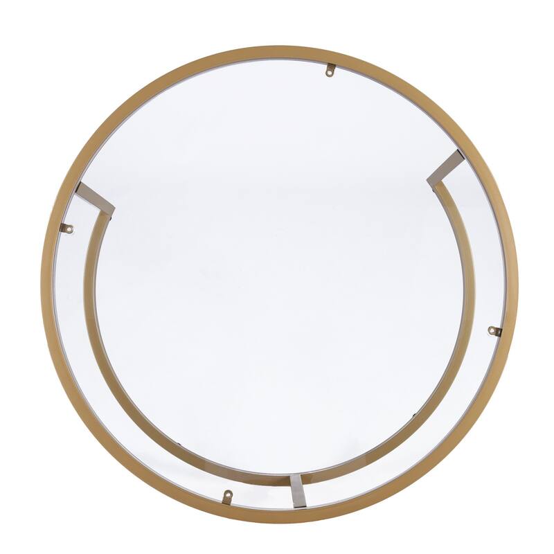 Set of 2 Gold Glass Round Nested Coffee Tables for Living Room or Office - 35.5” x 35.5” x 14.75”