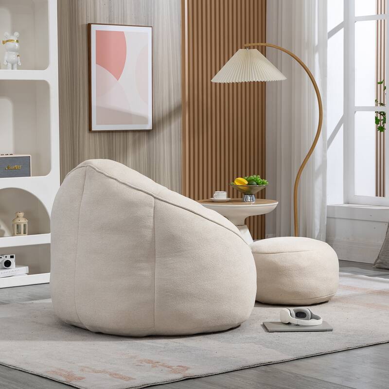 Roomfitters Bedding Bean Bag Sofa Chair - High Pressure Foam Bean Bag Chair for Adults with Padded Foam Padding and Footrest
