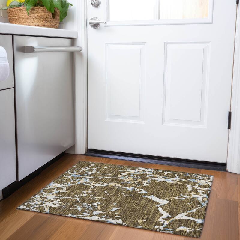 Premium Washable Super Soft Abstract Abrash Mayfield Rug - Coffee - 1'8" x 2'6"