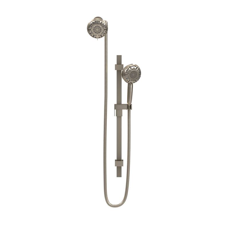 Retreat 4-in Multi-function Showerhead Shower System with Slide Bar and Multi-function Handshower Brushed Nickel 1.8 GPM