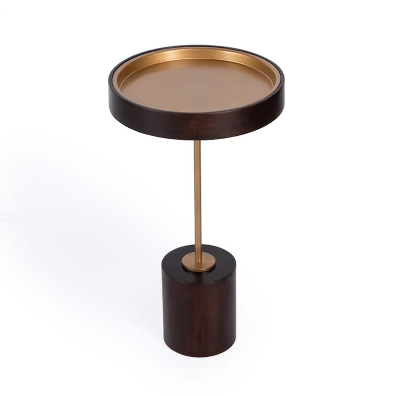 Shen Pedestal Side Table - Brown - Wood/Iron