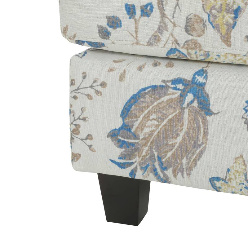Two-Tone Beige & Blue Upholstered Ottoman - Contrast Home Accent