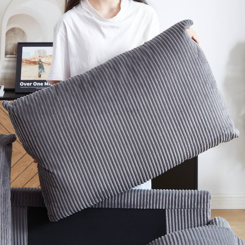 65" Corduroy 2-Seater Sleeper Sofa, 3-in-1 with Storage and Side Pocket