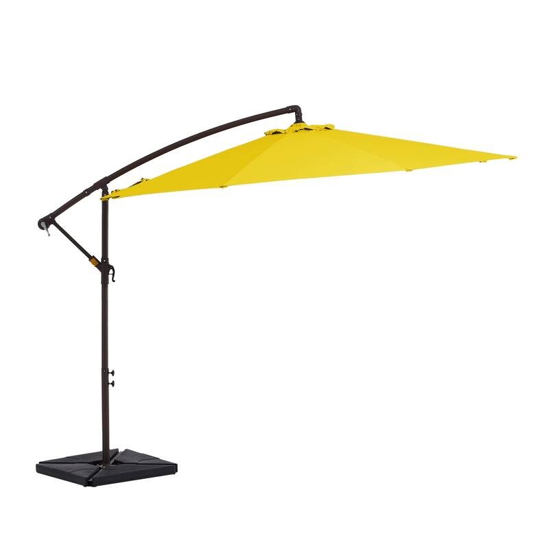 10 ft Steel Crank-lift Cantilever Umbrella With Weighted Base - Yellow