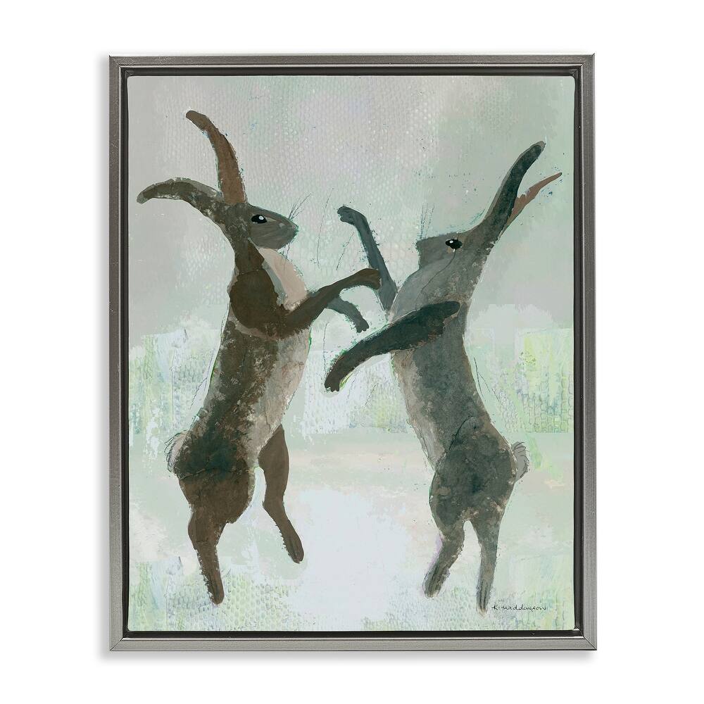 Stupell Boxing Hares Impression Framed Floater Canvas Wall Art Design By Kay Widdowson