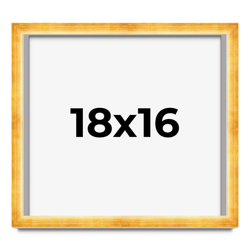 18x16 Shadow Box Frame Gold | 1.625 Inches Deep Real Wood Traditional