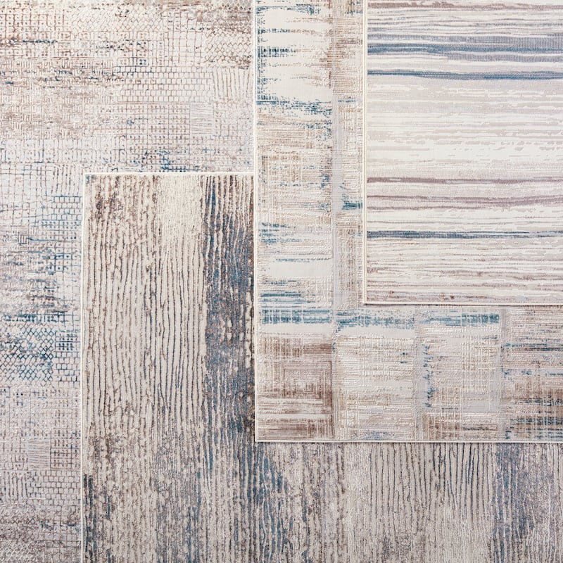 Malachite Abstract Gray/ Ivory Area Rug