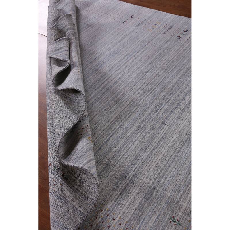 Hand Knotted Oriental 100% Wool Carpet Tribal Animal Pictorial Greys & Charcoal Gabbeh Area Rug - 9' 9'' X 8' 2''