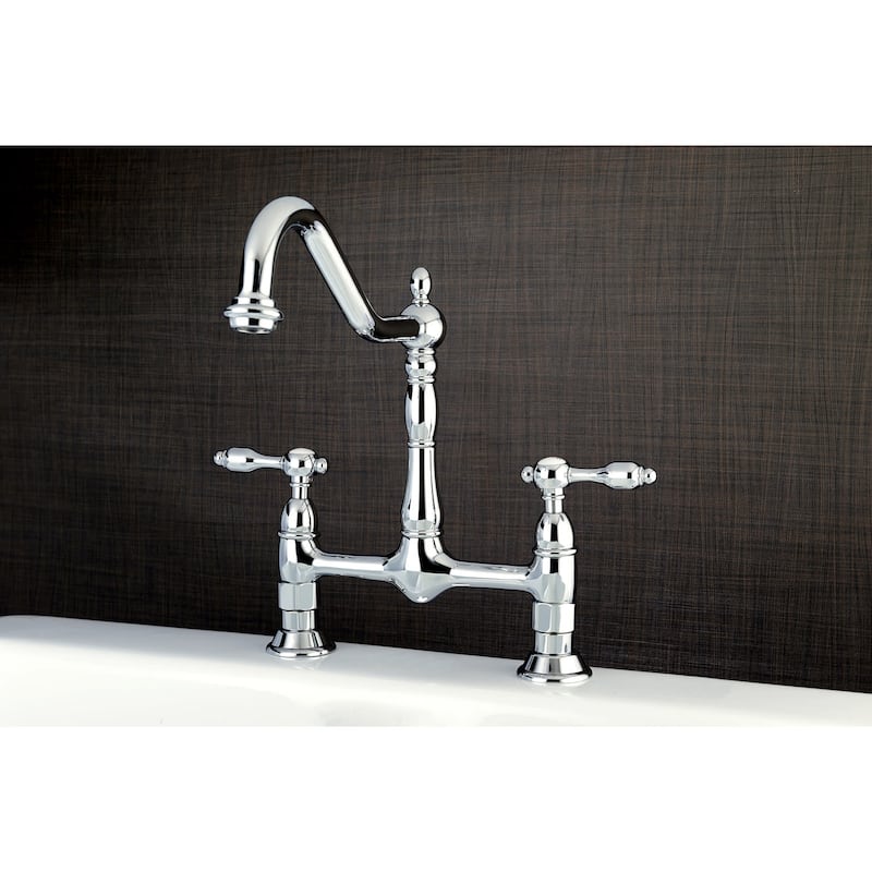 Kingston Brass Tudor Brass Double Handle Kitchen Faucet