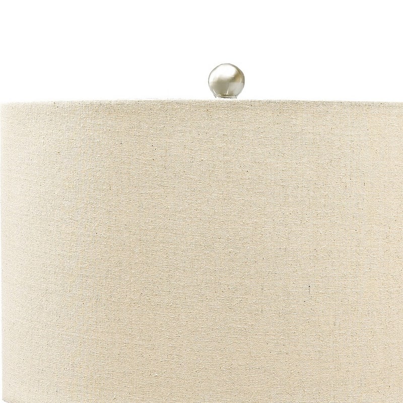 Speckled Ceramic Base Table Lamp with Drum Shade, Beige