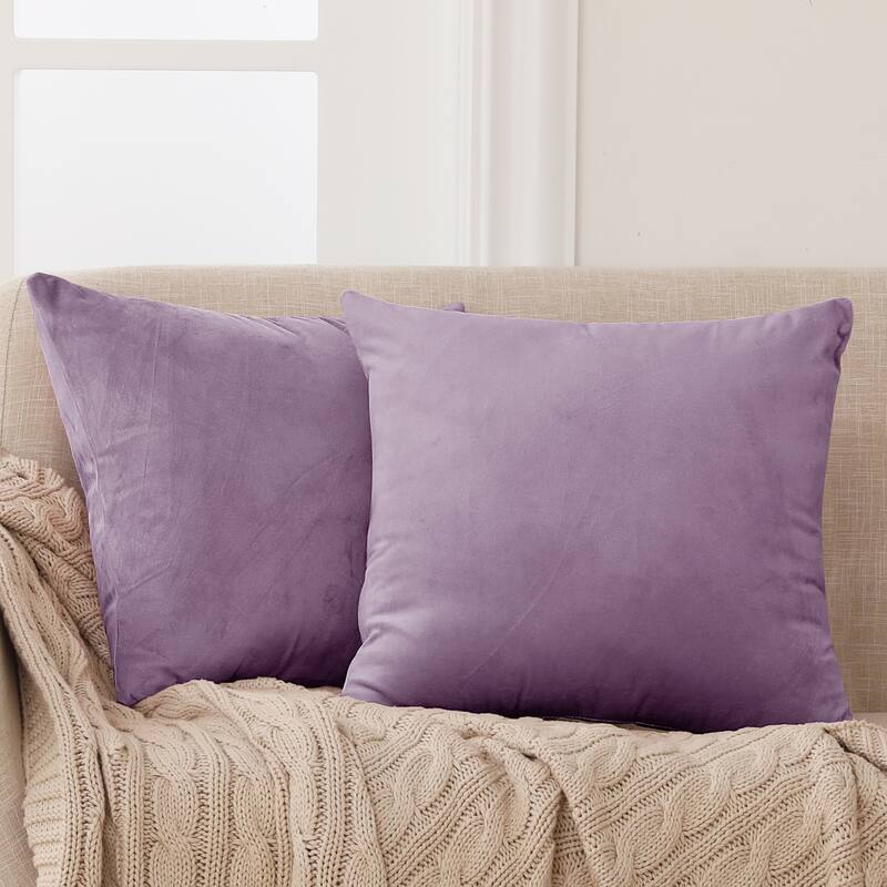 Deconovo Velvet Soft Throw Pillow Covers 2 PCS (Cover Only) - 16*16 - Lilac